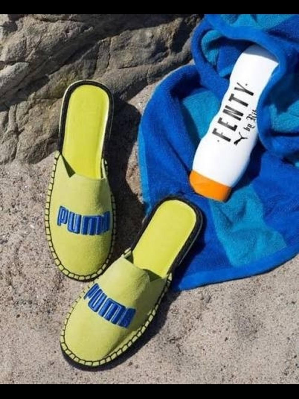 PUMA Lime Green Slip-On Espadrille Slides